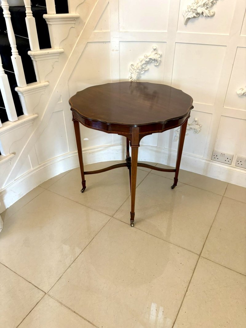 Antique Edwardian Satinwood-Inlaid Centre/Lamp Table